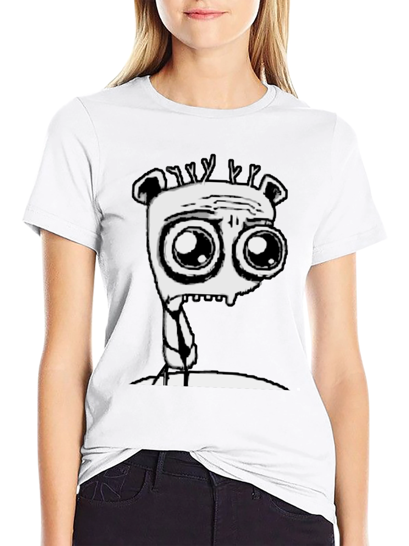 Cartoon Monster Graphic Tee - Black T-Shirt