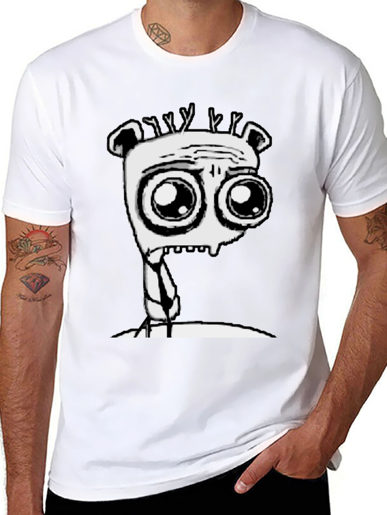 Cartoon Monster Graphic Tee - Black T-Shirt