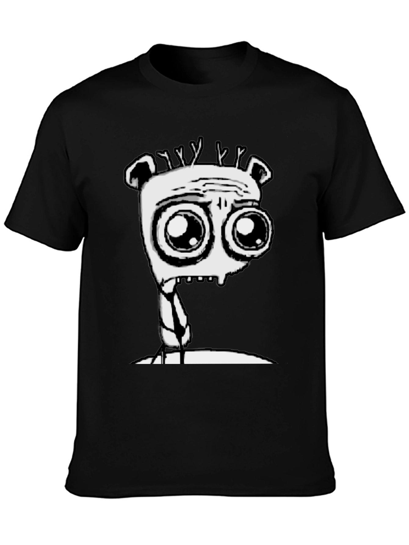 Cartoon Monster Graphic Tee - Black T-Shirt