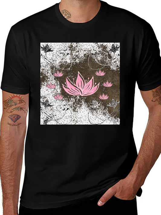 Lotus Flower Graphic Tee - Mens Black T-Shirt