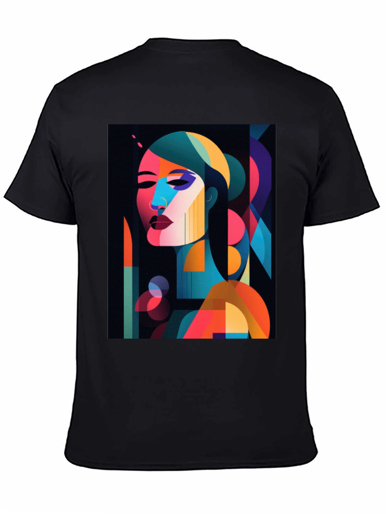 Abstract Woman Graphic Print Black T-Shirt