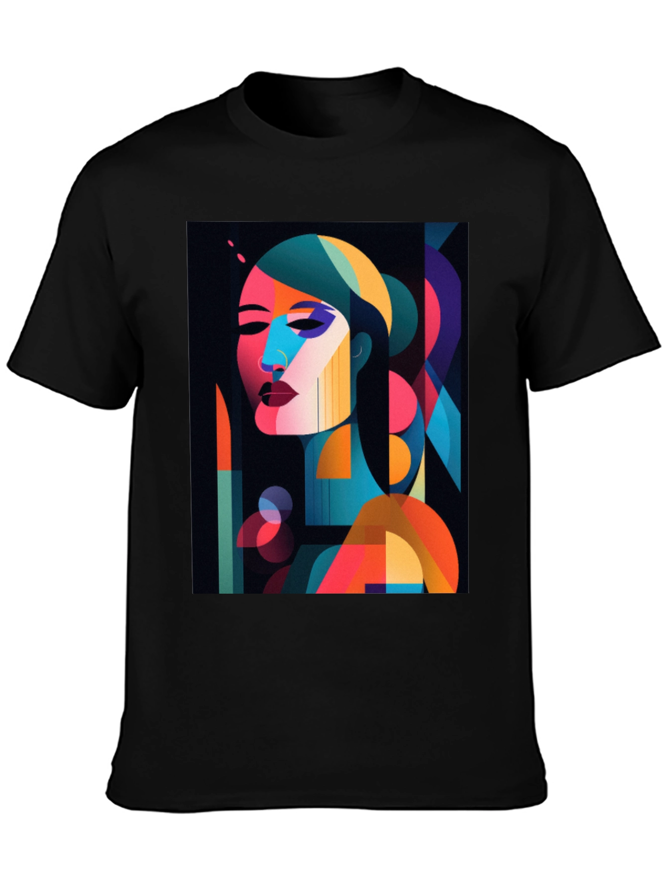 Abstract Woman Graphic Print Black T-Shirt