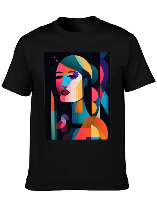 Abstract Woman Graphic Print Black T-Shirt