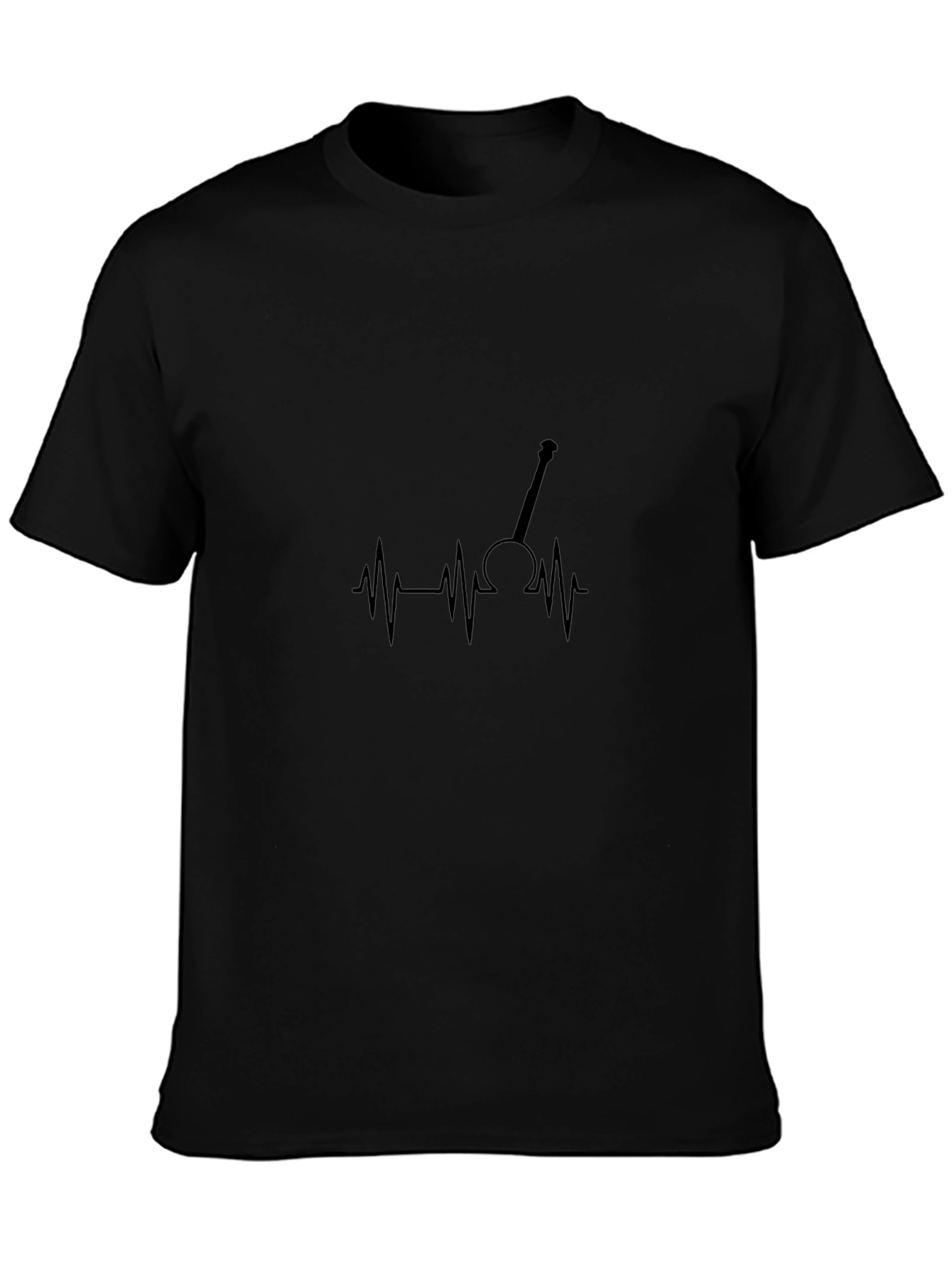 Guitar Heartbeat Graphic Tee - Black