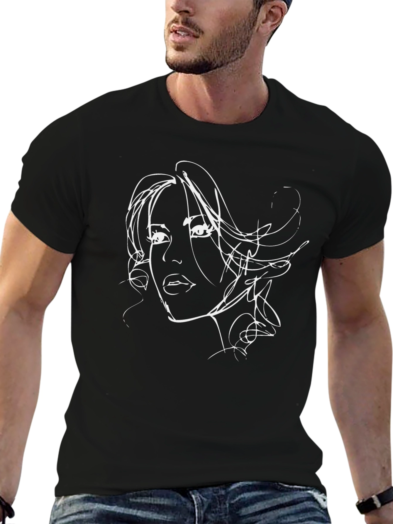 Abstract Woman Graphic Black T-Shirt