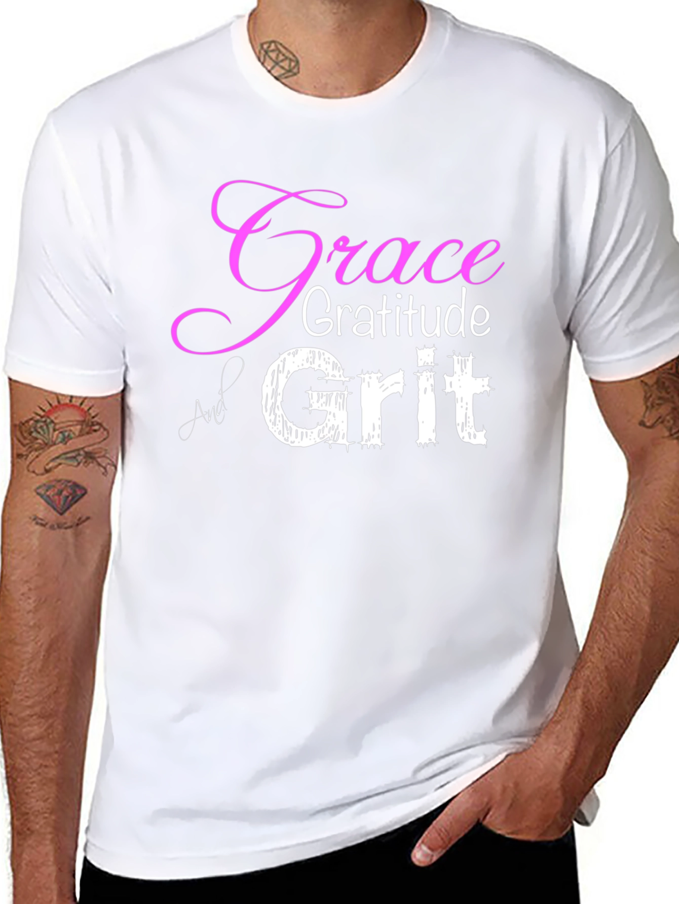 Grace Gratitude Grit T-Shirt - Inspirational Design