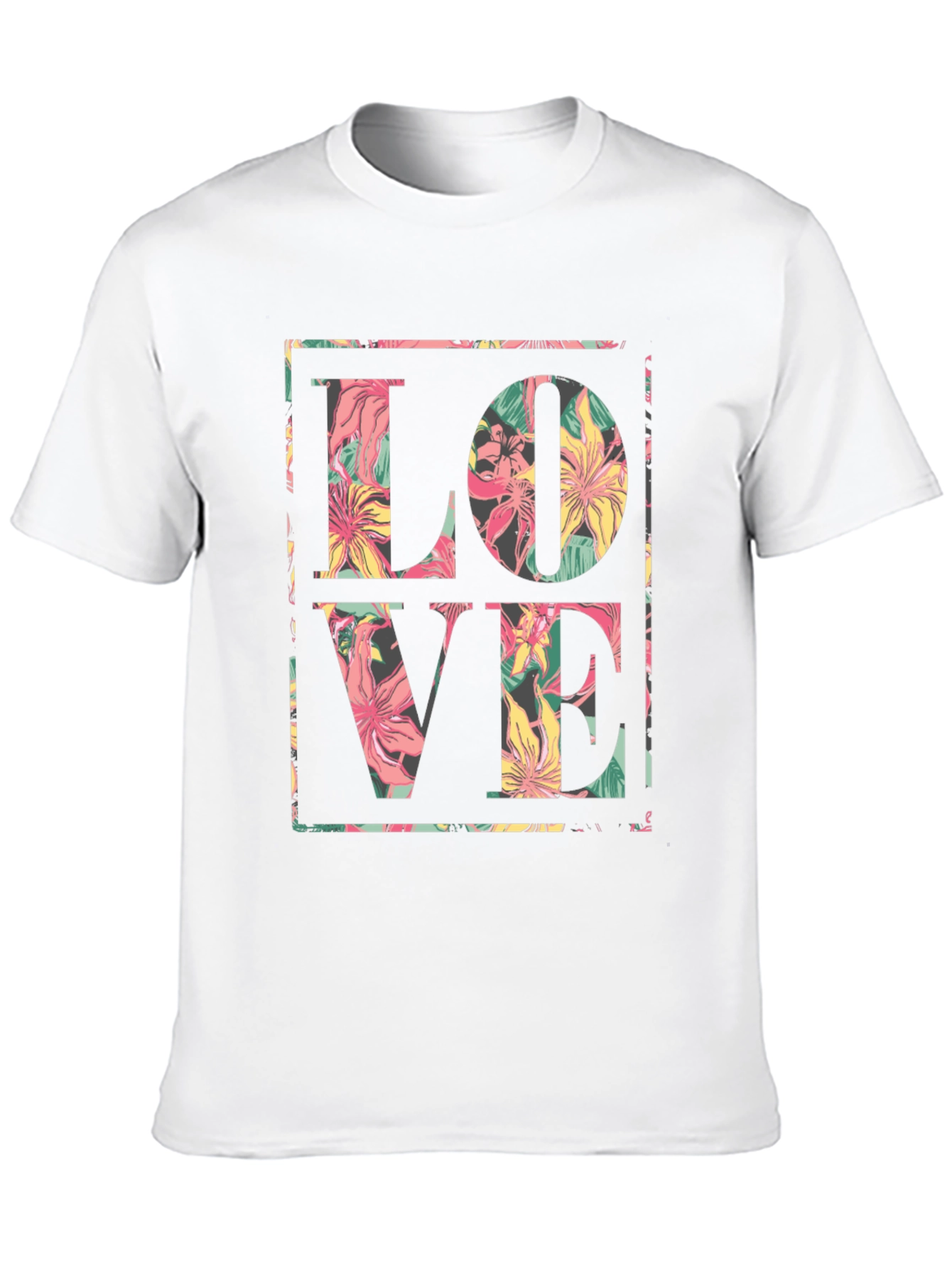 Floral LOVE Graphic Black T-Shirt