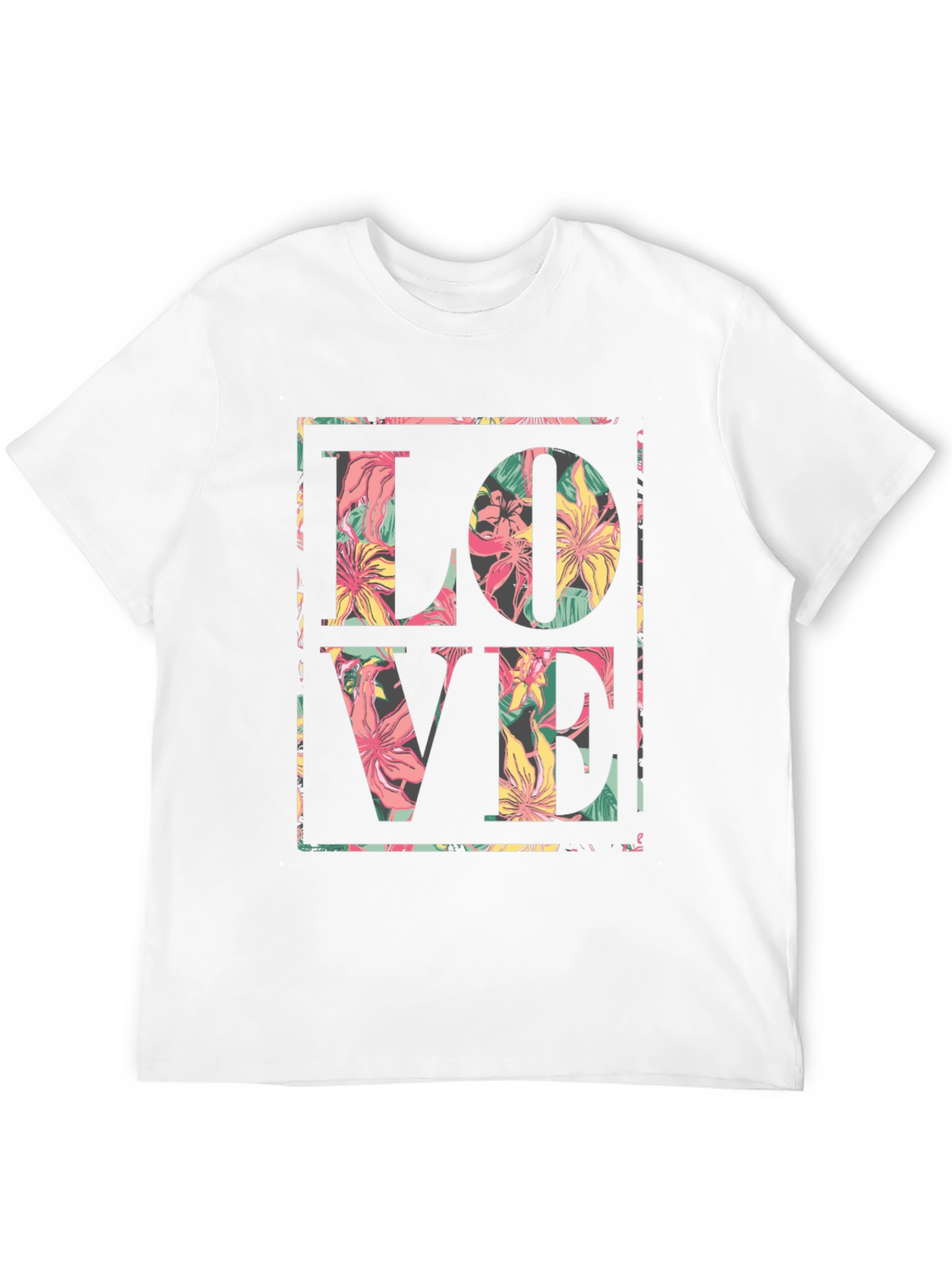 Floral LOVE Graphic Black T-Shirt