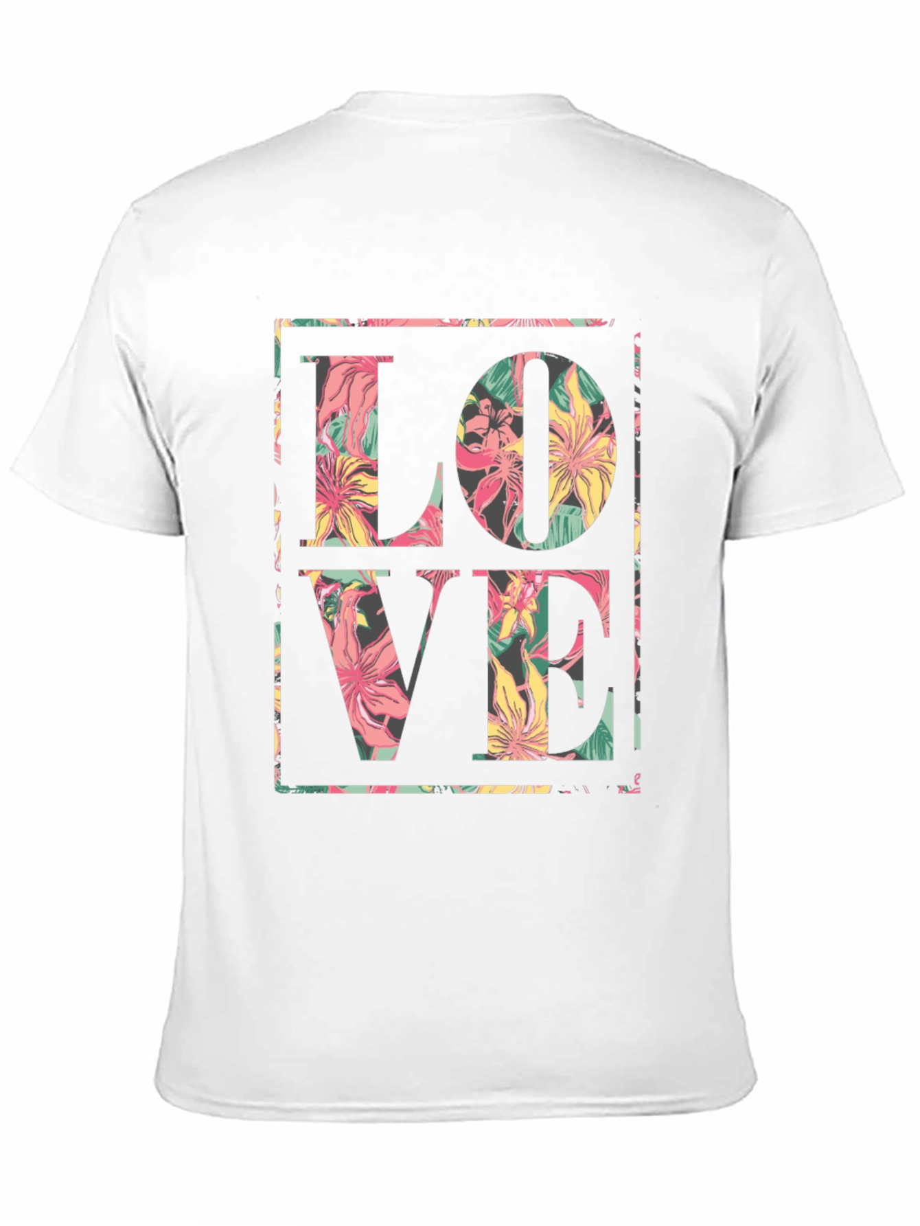 Floral LOVE Graphic Black T-Shirt