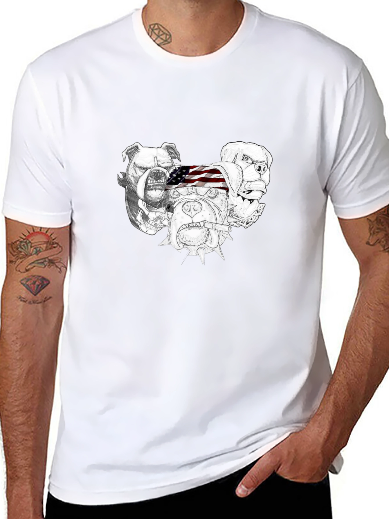 Bulldog Graphic Print Mens Black T-Shirt