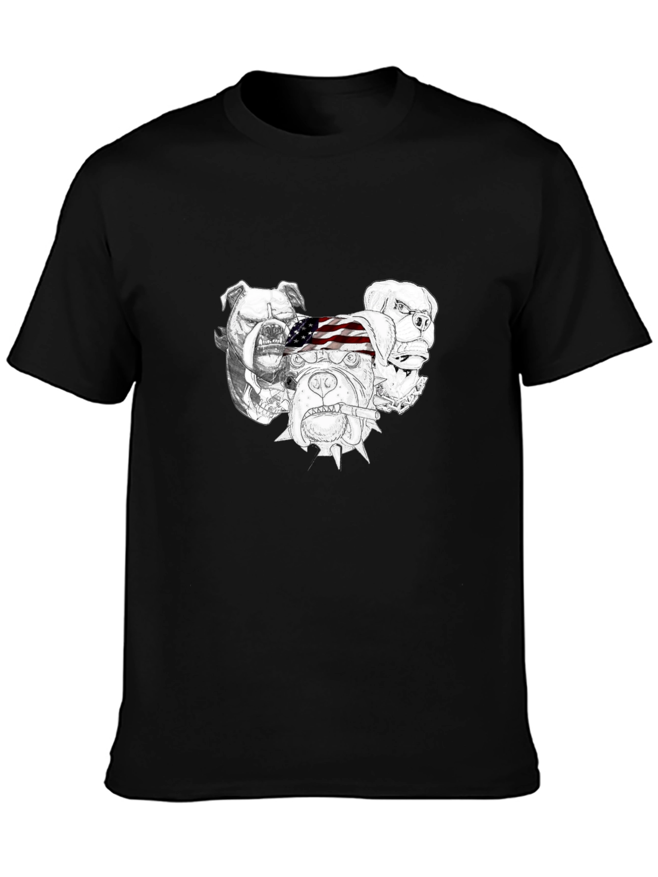 Bulldog Graphic Print Mens Black T-Shirt