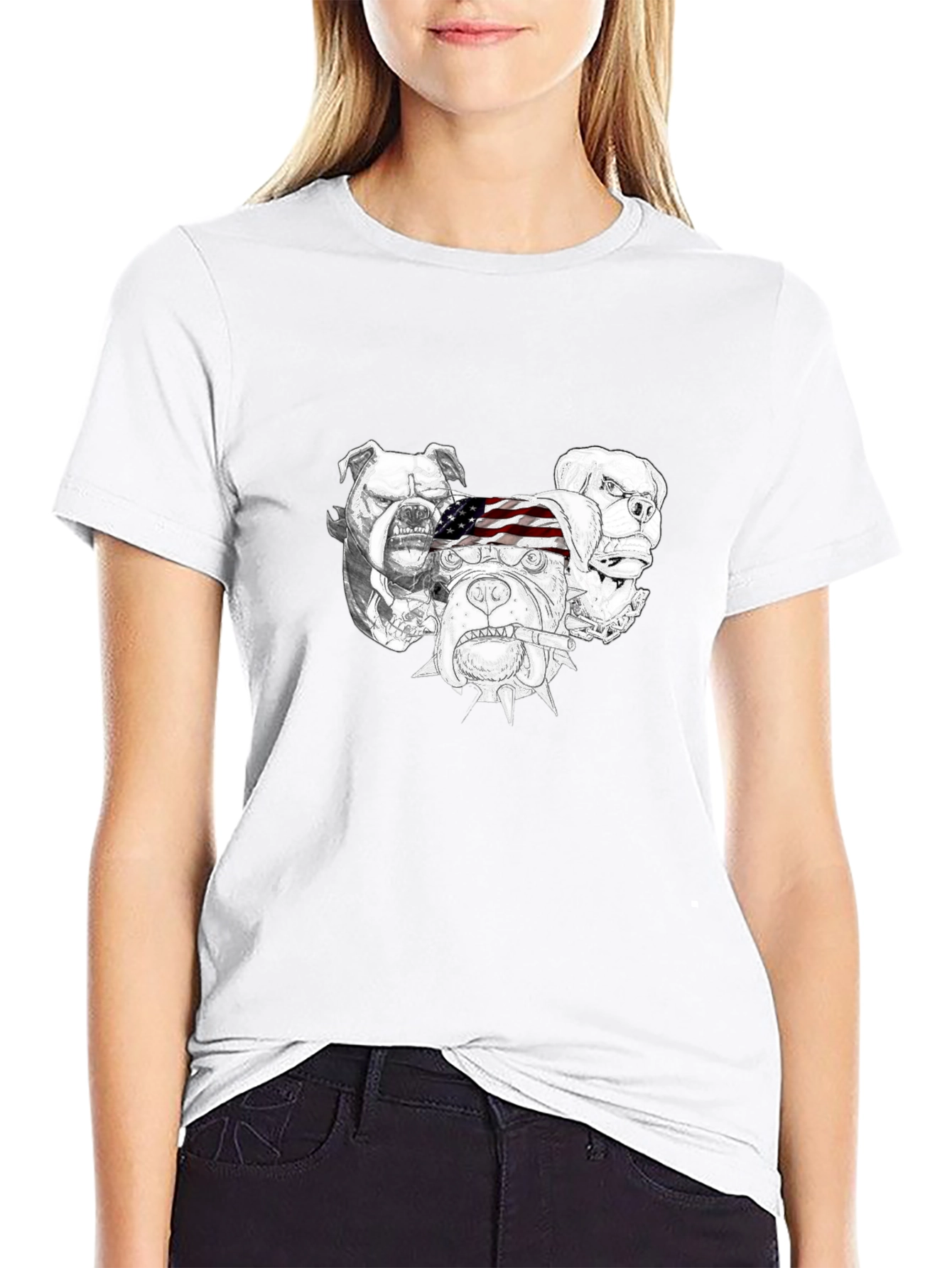 Bulldog Graphic Print Mens Black T-Shirt