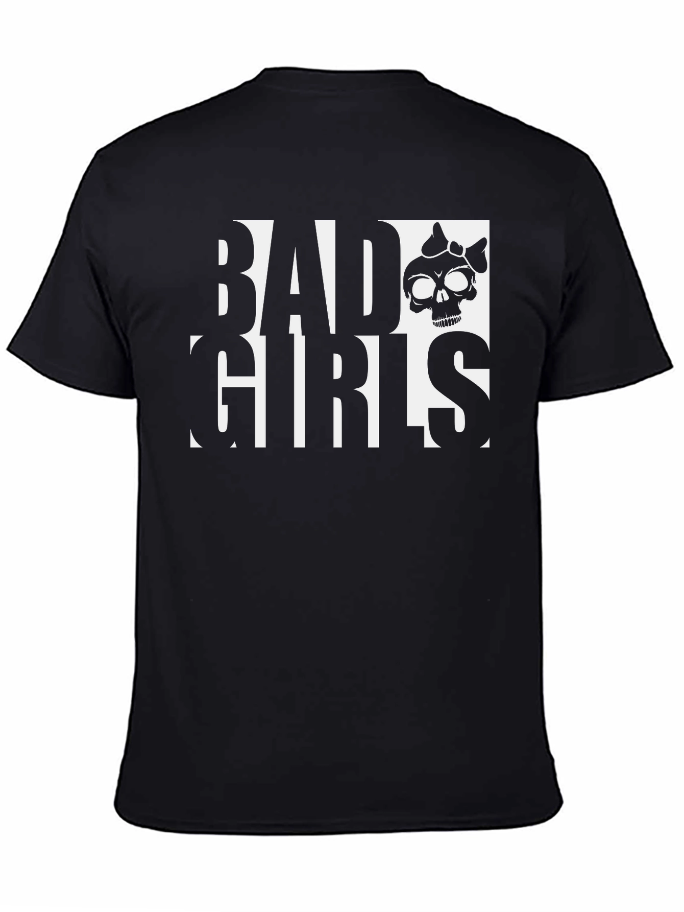 Bad Girls Skull Graphic Tee - Black Cotton T-Shirt