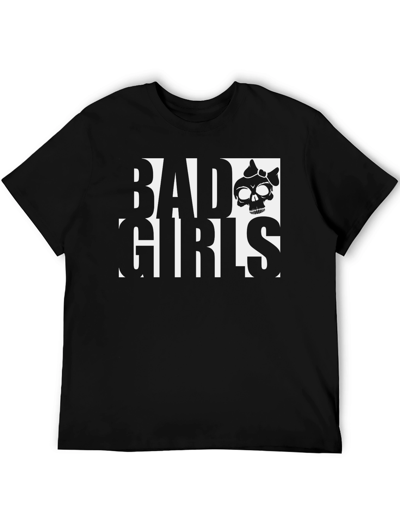 Bad Girls Skull Graphic Tee - Black Cotton T-Shirt