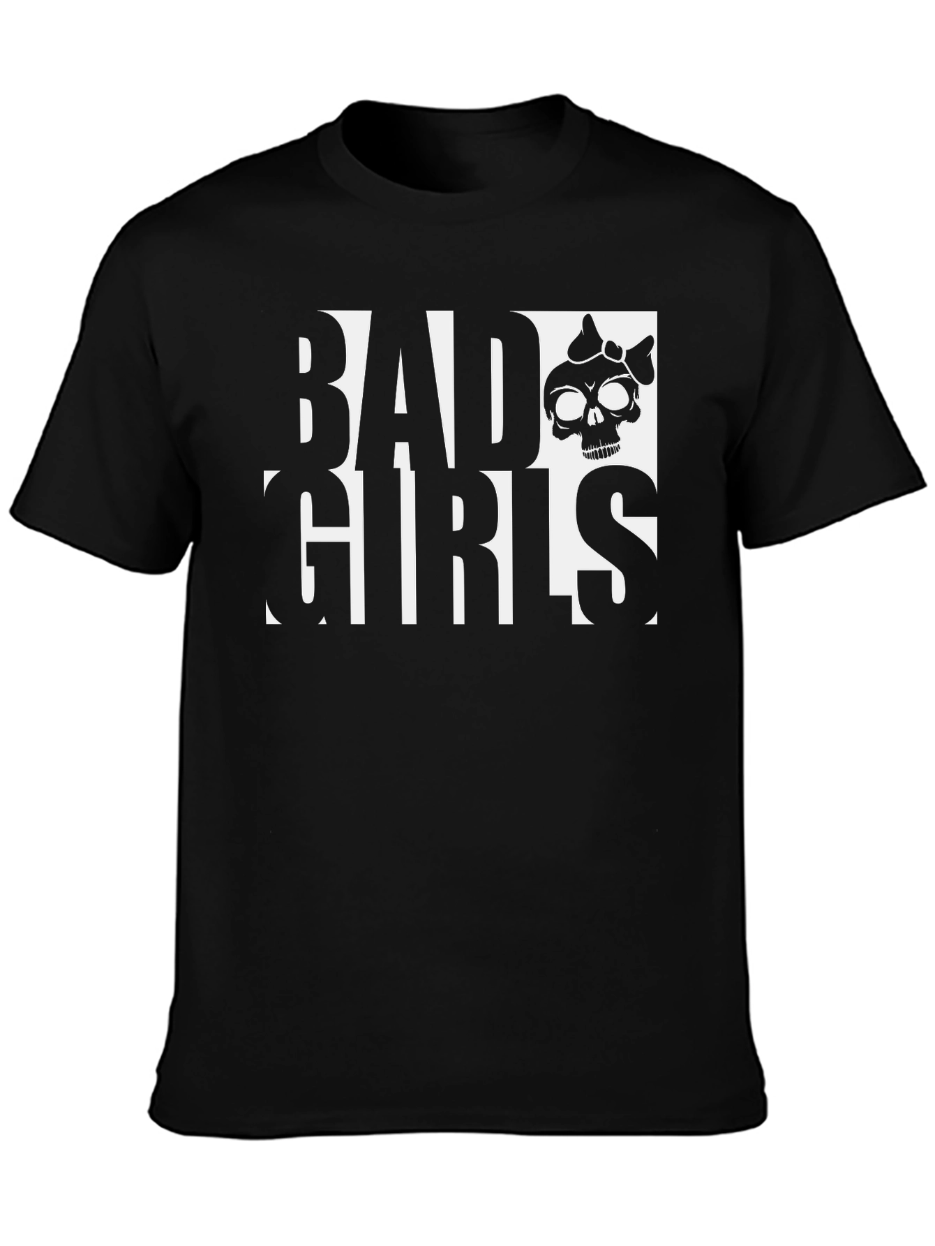 Bad Girls Skull Graphic Tee - Black Cotton T-Shirt