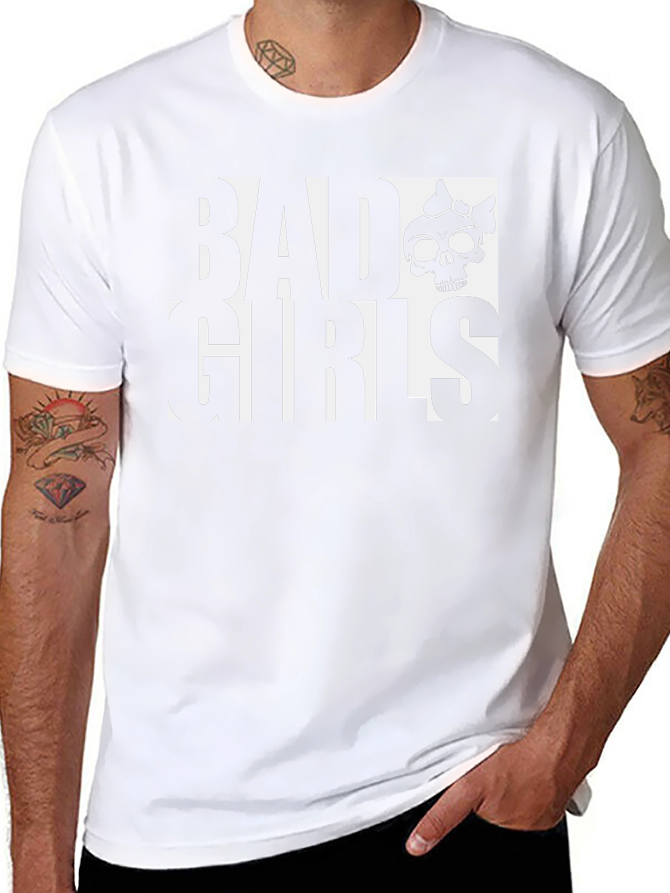 Bad Girls Skull Graphic Tee - Black Cotton T-Shirt