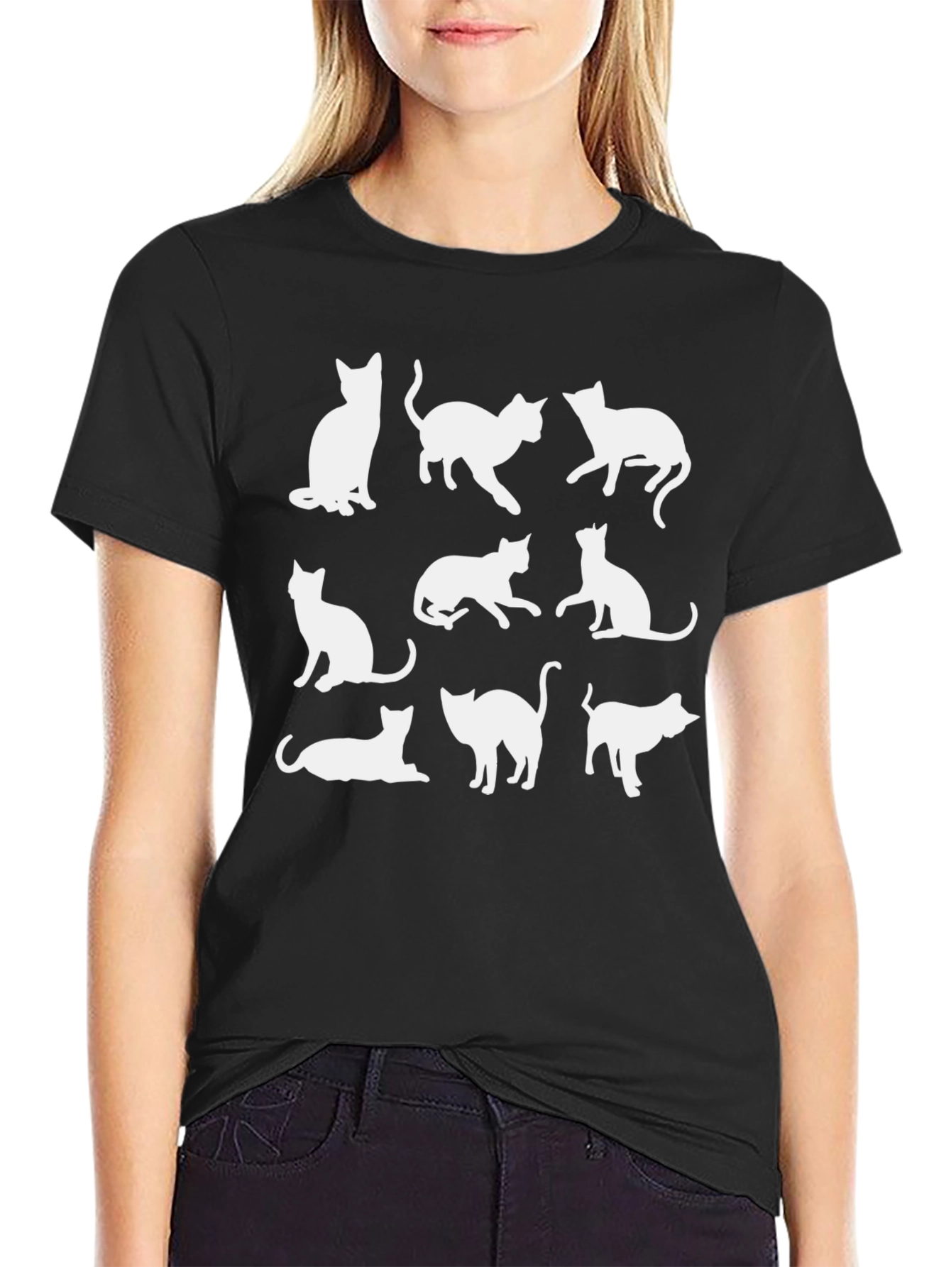 Cats Silhouette Black T-Shirt