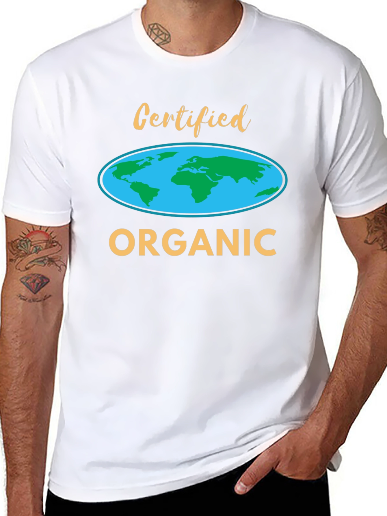 Certified Organic World Map T-Shirt - Black