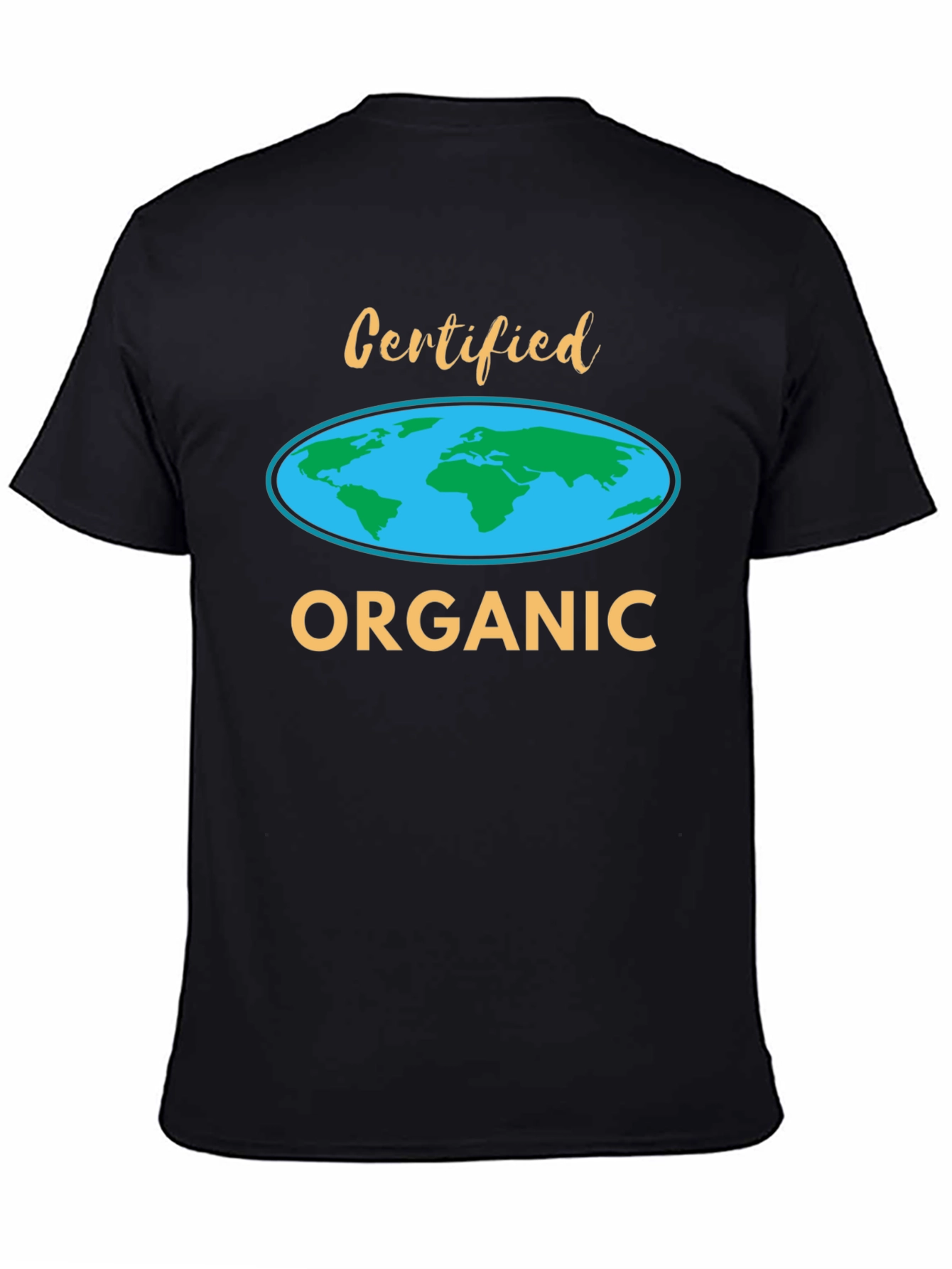 Certified Organic World Map T-Shirt - Black