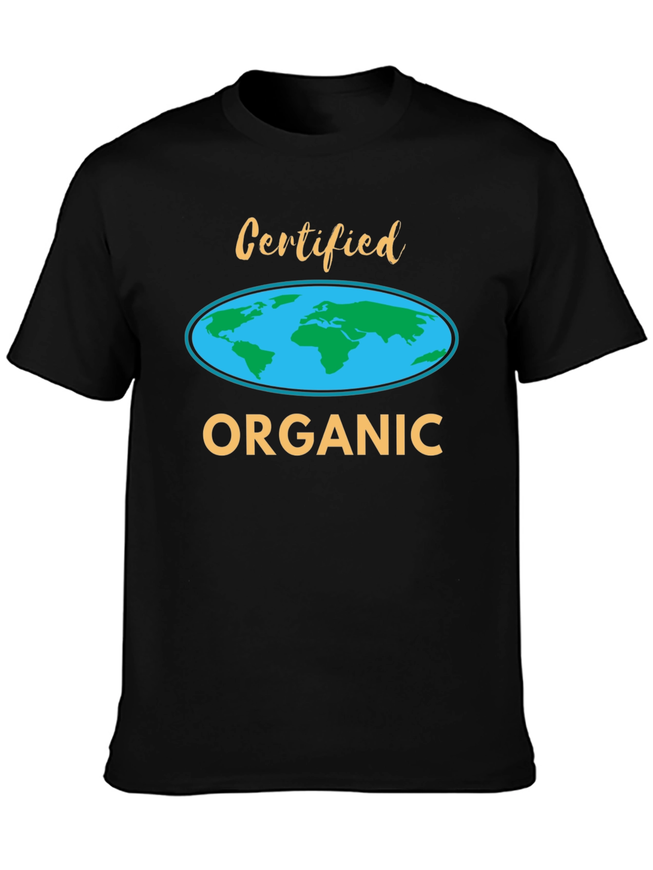 Certified Organic World Map T-Shirt - Black