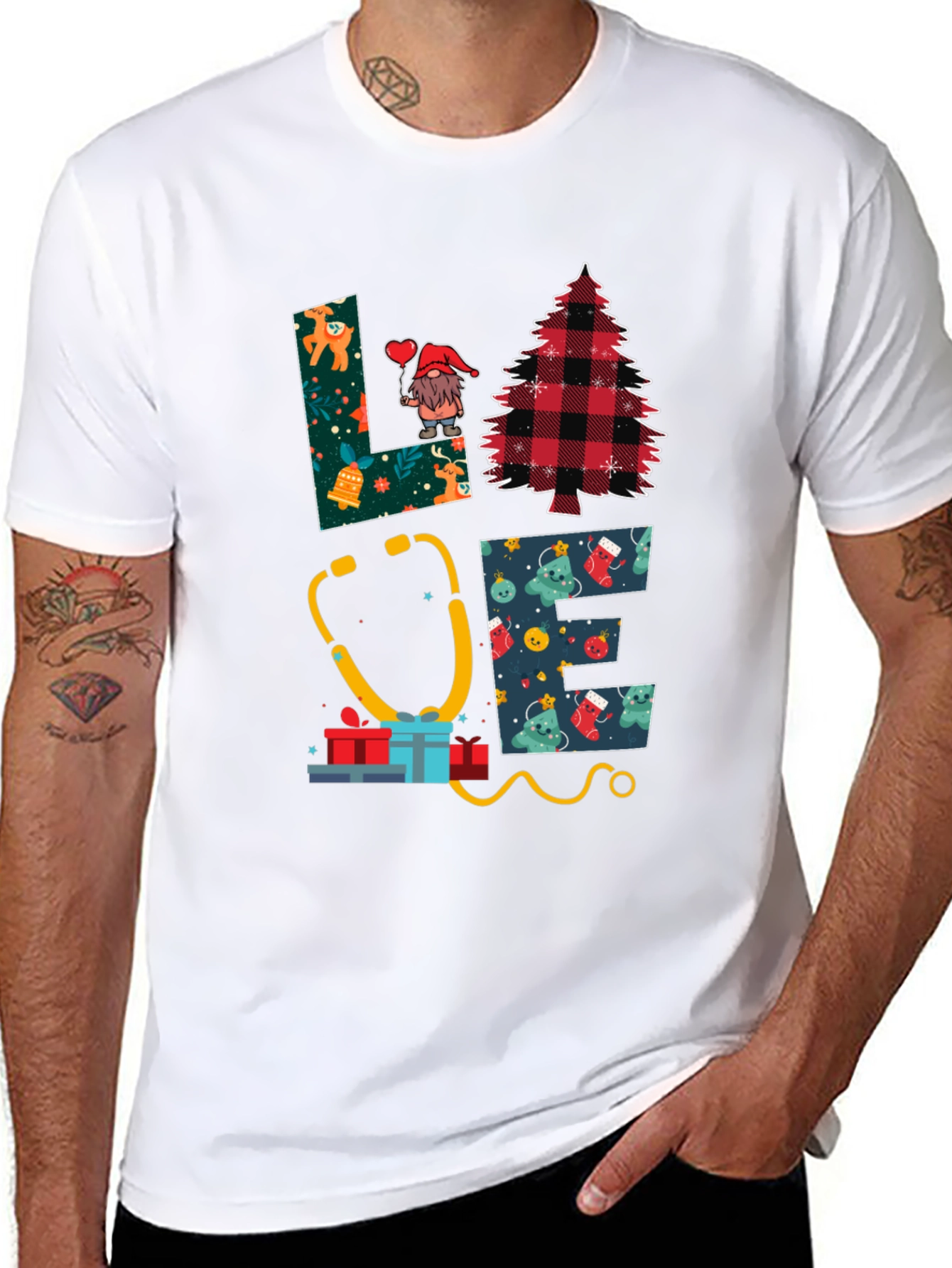 Love Nurse Christmas T-Shirt: Holiday Medical Apparel