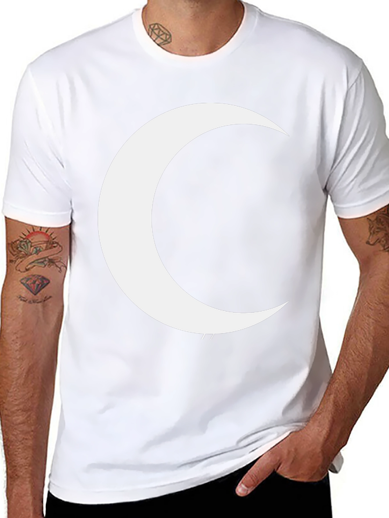 Crescent Moon Graphic Tee - Black Cotton T-Shirt