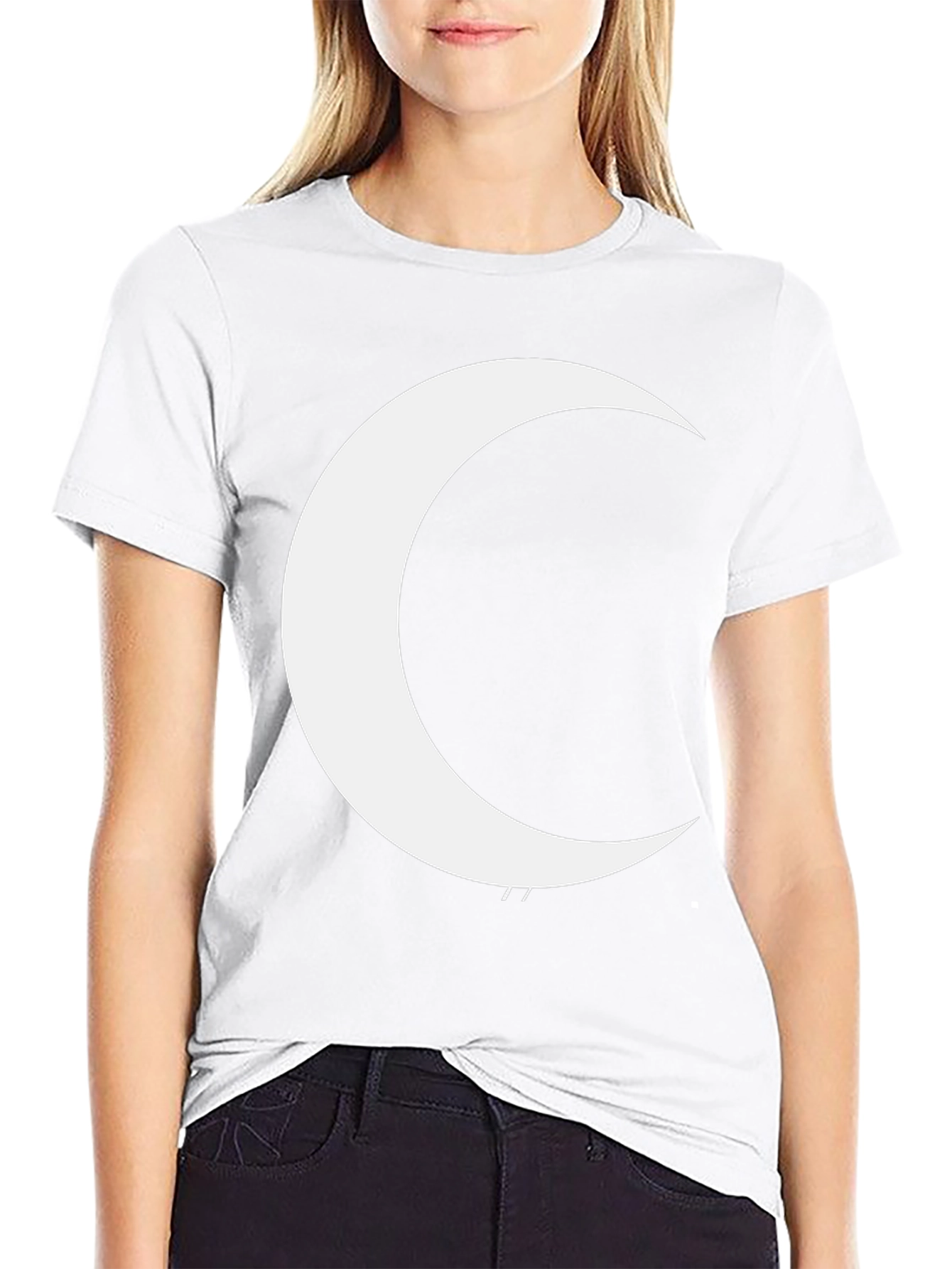 Crescent Moon Graphic Tee - Black Cotton T-Shirt