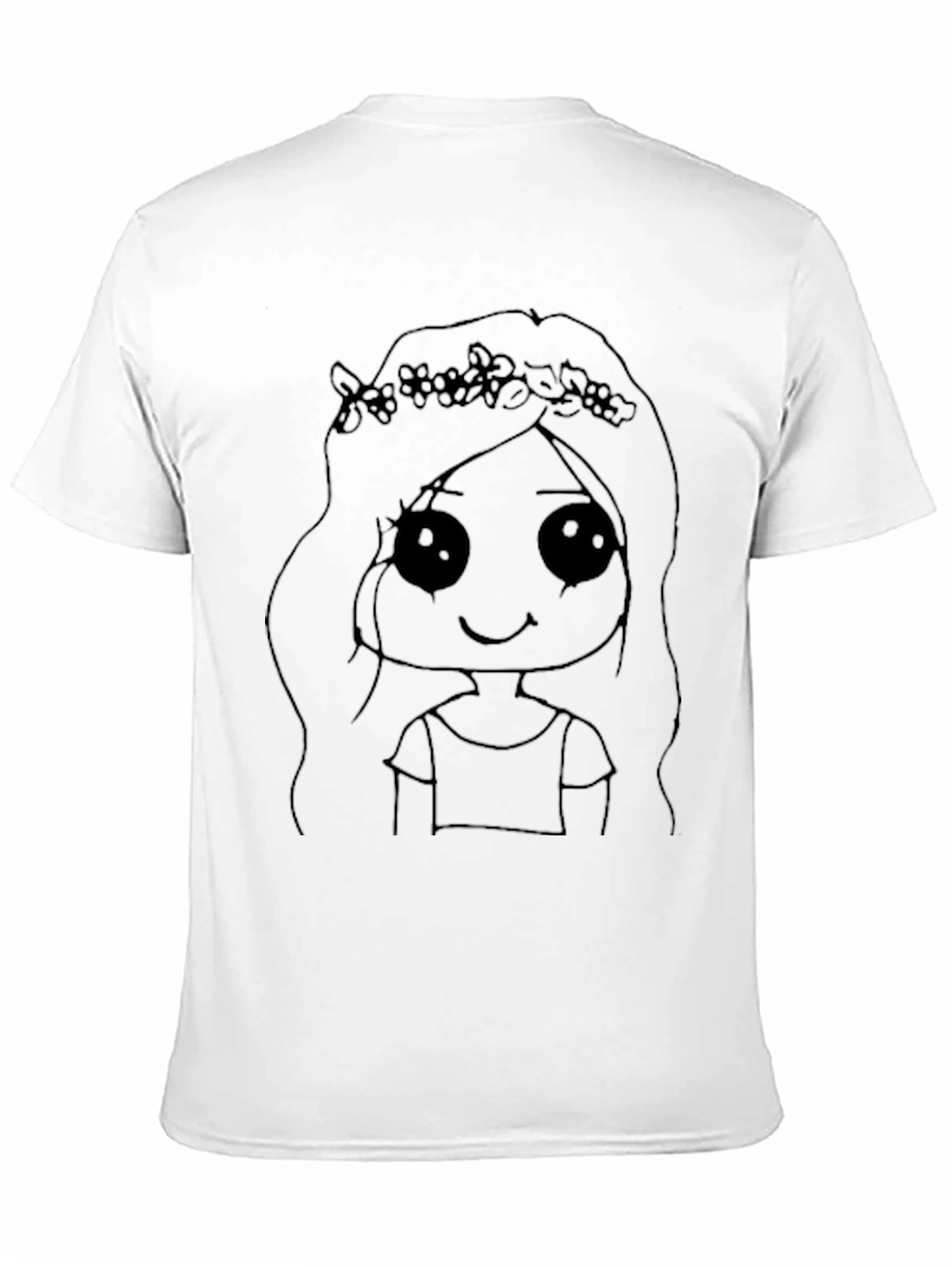 Cute Cartoon Girl Black T-Shirt