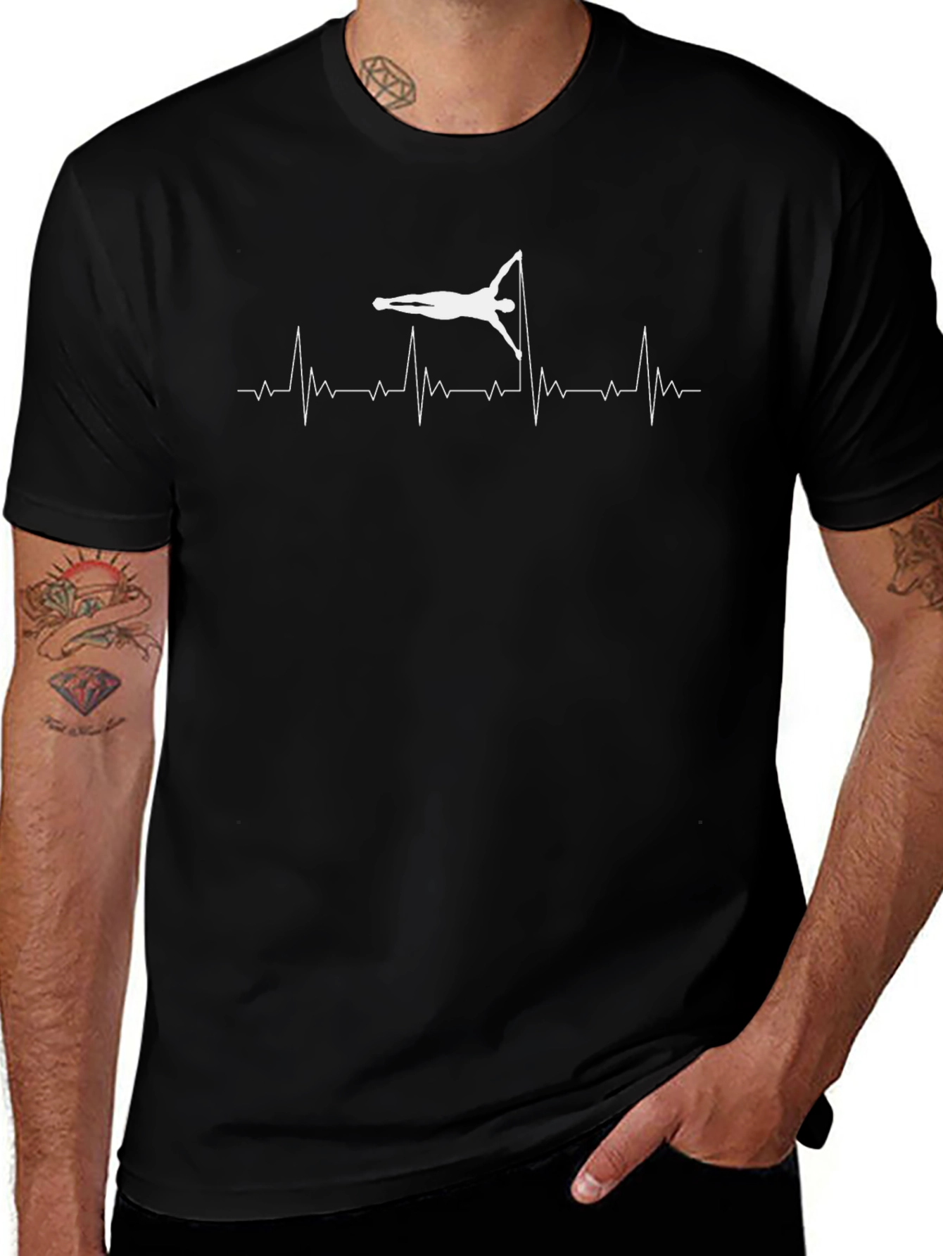 Pole Dance Heartbeat T-Shirt - Black
