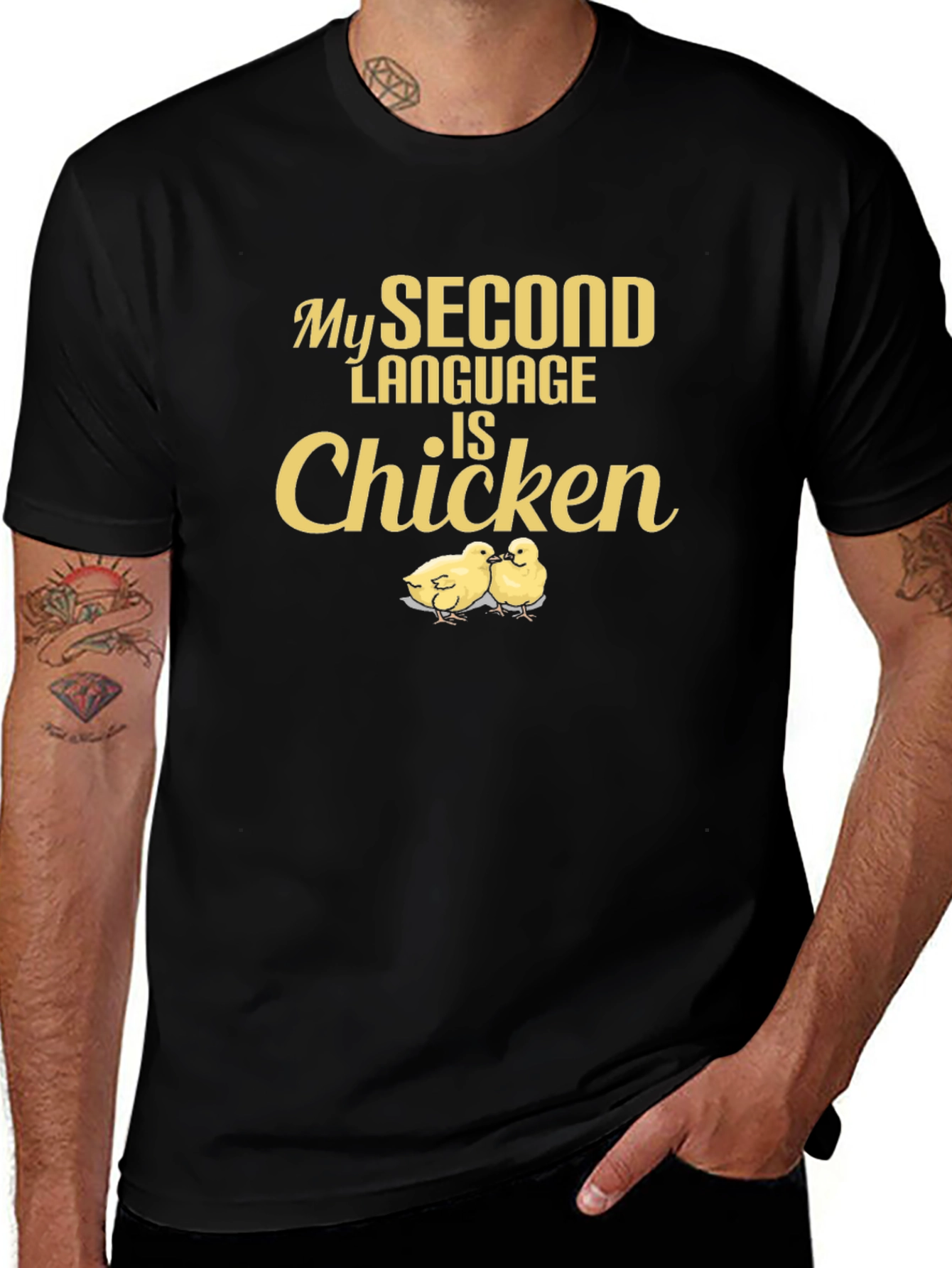Funny Chicken Language T-Shirt - Unique Humor Tee