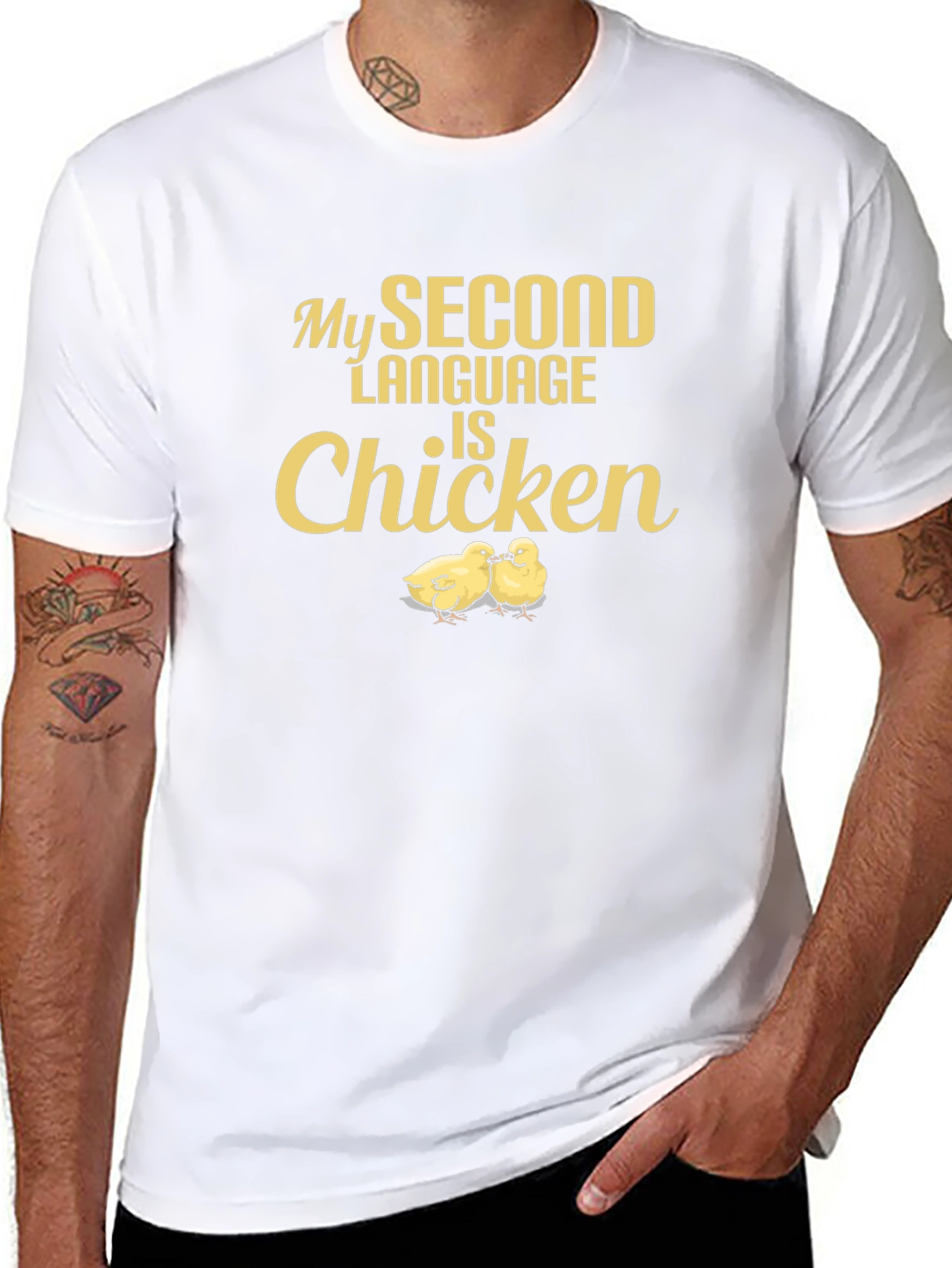 Funny Chicken Language T-Shirt - Unique Humor Tee