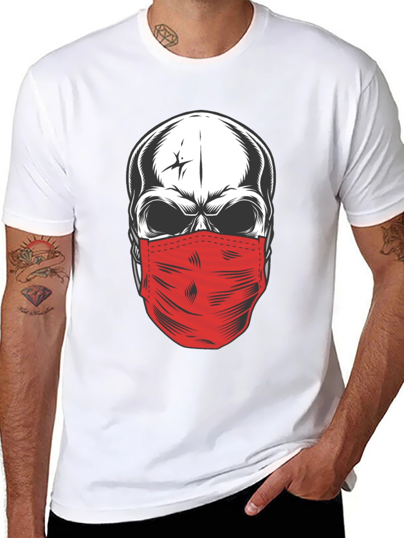 Skull Mask Graphic Tee - Stay Safe in Style