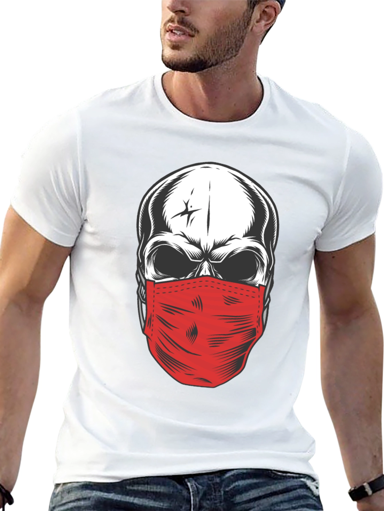 Skull Mask Graphic Tee - Stay Safe in Style