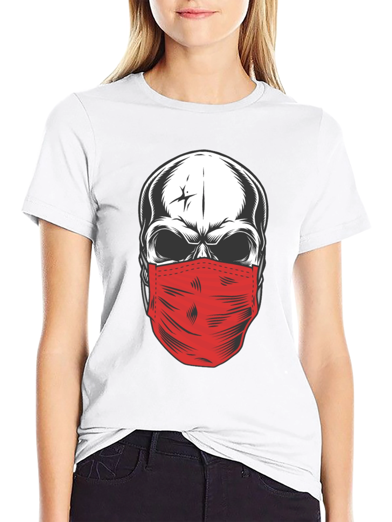 Skull Mask Graphic Tee - Stay Safe in Style