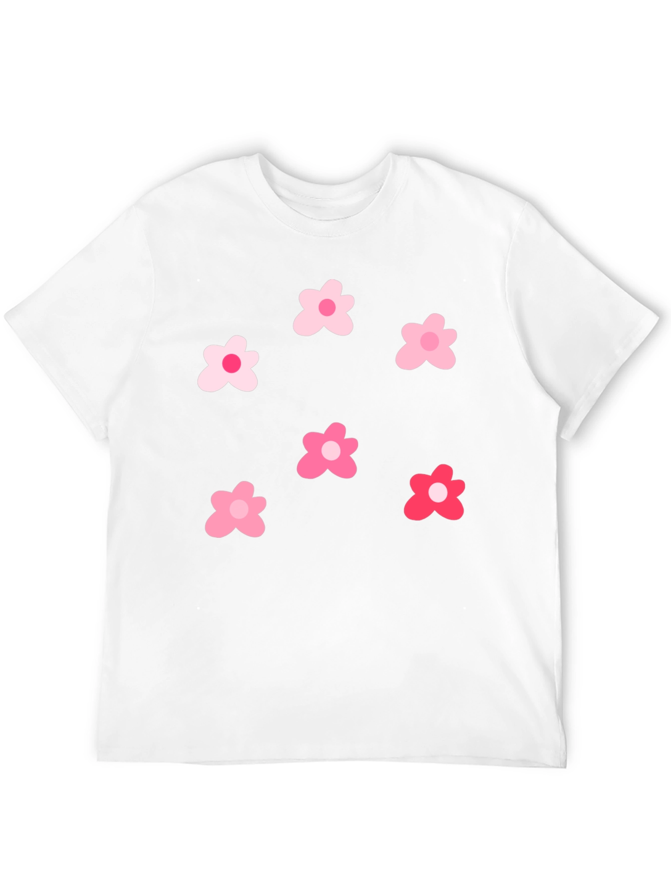 Black T-Shirt with Pink Flower Pattern