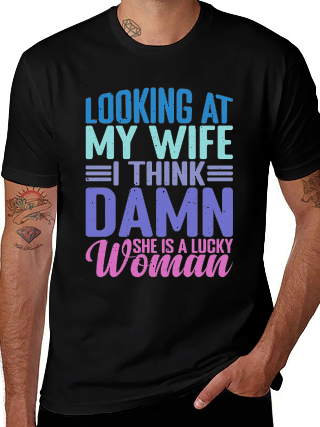 Lucky Wife T-Shirt - Mens Funny Graphic Tee