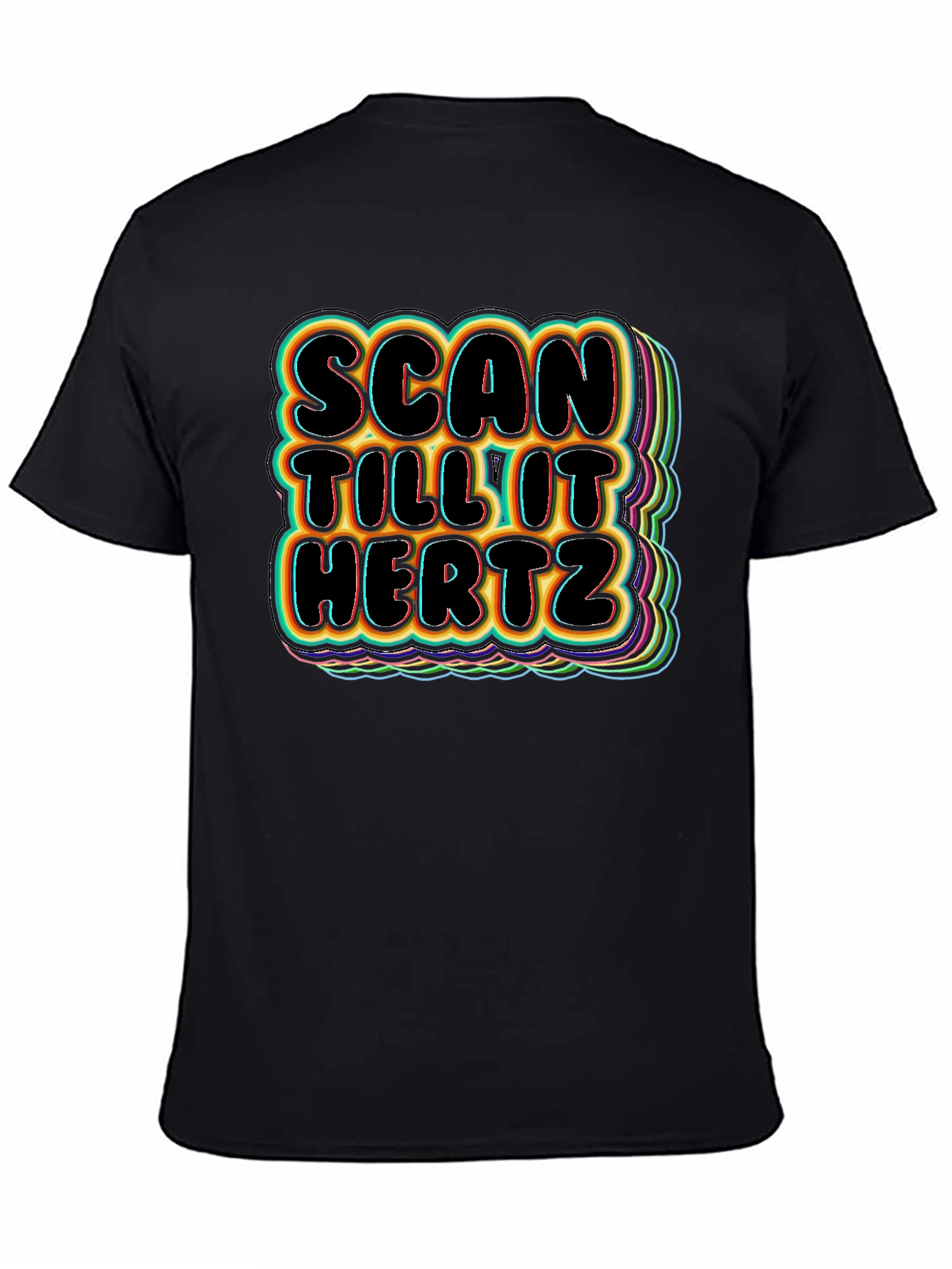 Scan Till It Hertz Black Graphic T-Shirt