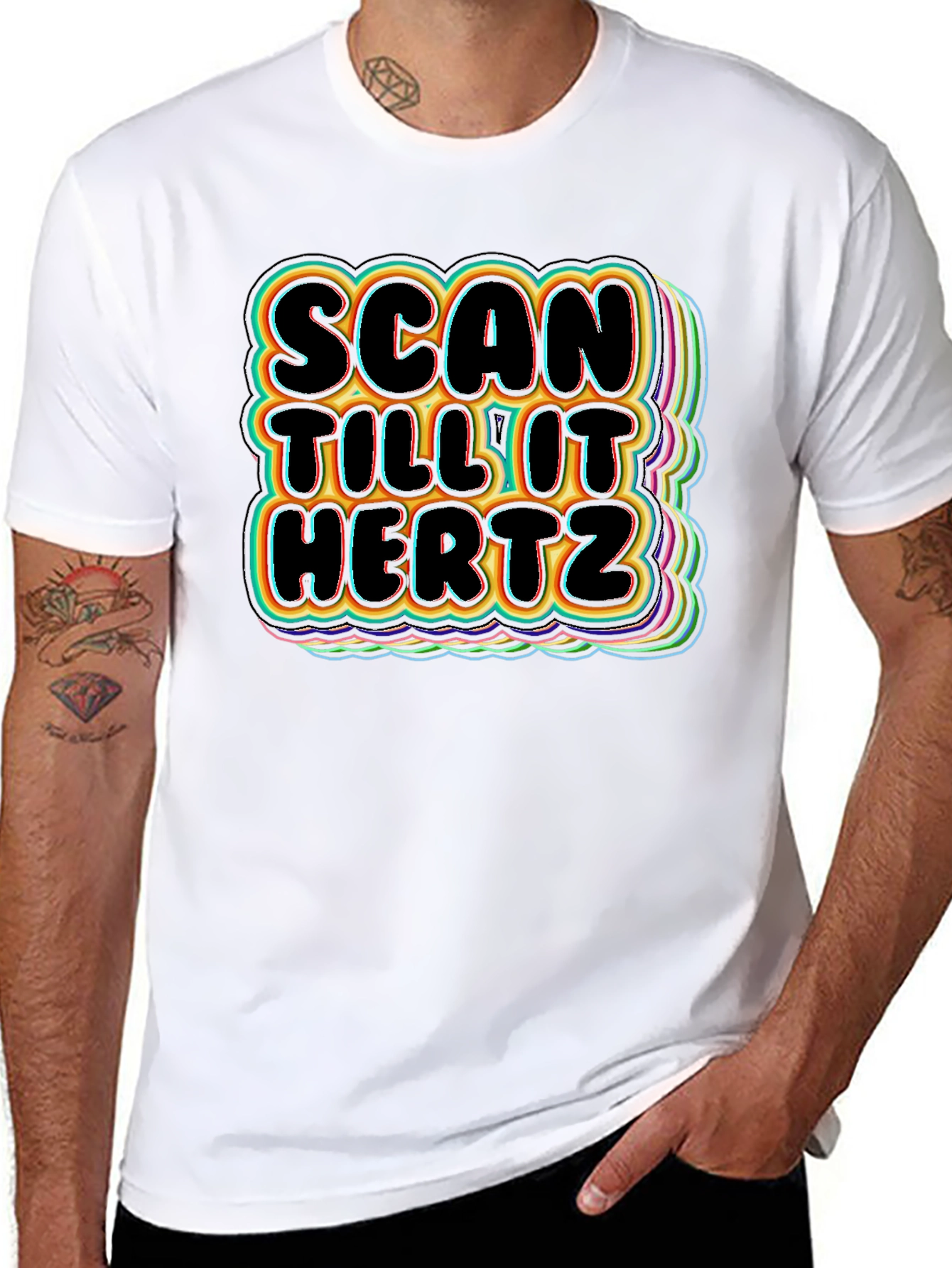 Scan Till It Hertz Black Graphic T-Shirt