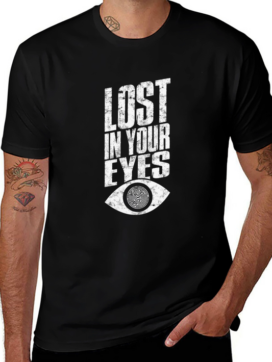 Lost In Your Eyes Graphic Tee - Stylish Black T-Shirt