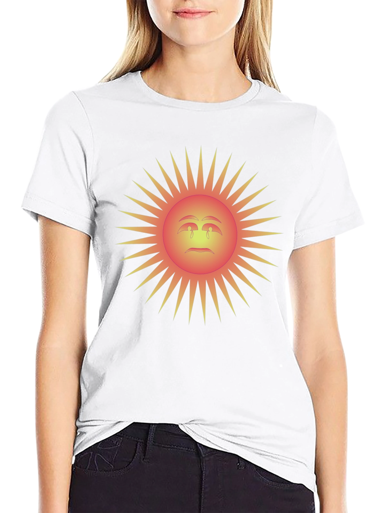 Sad Sun Graphic Tee - Black Cotton Blend