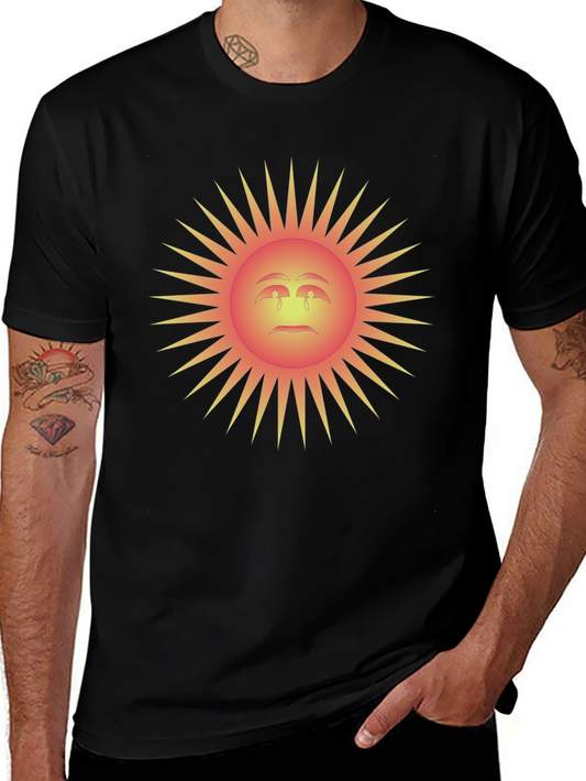 Sad Sun Graphic Tee - Black Cotton Blend