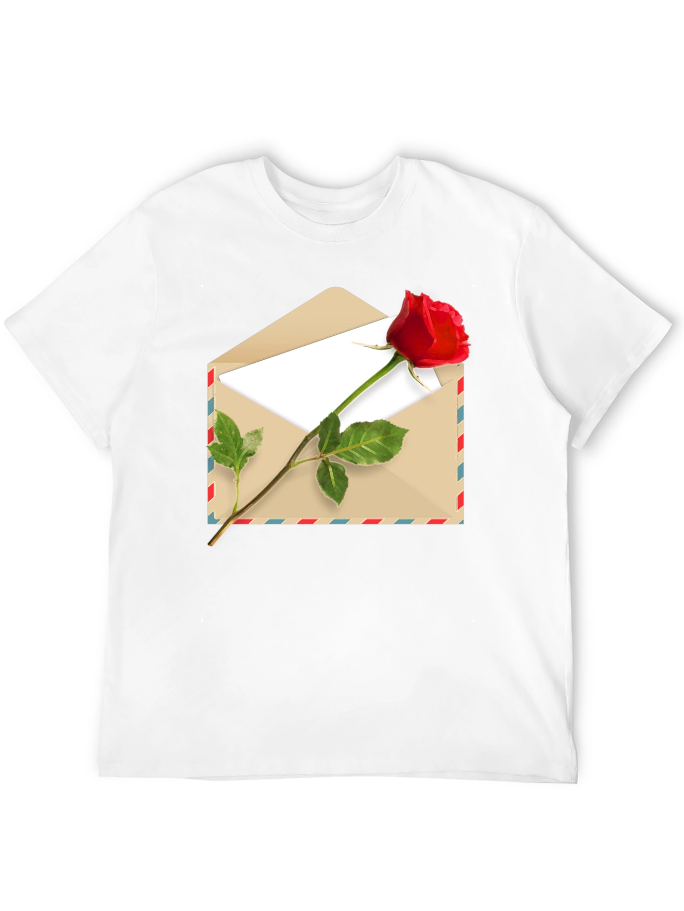 Romantic Rose Envelope Graphic Tee - Black