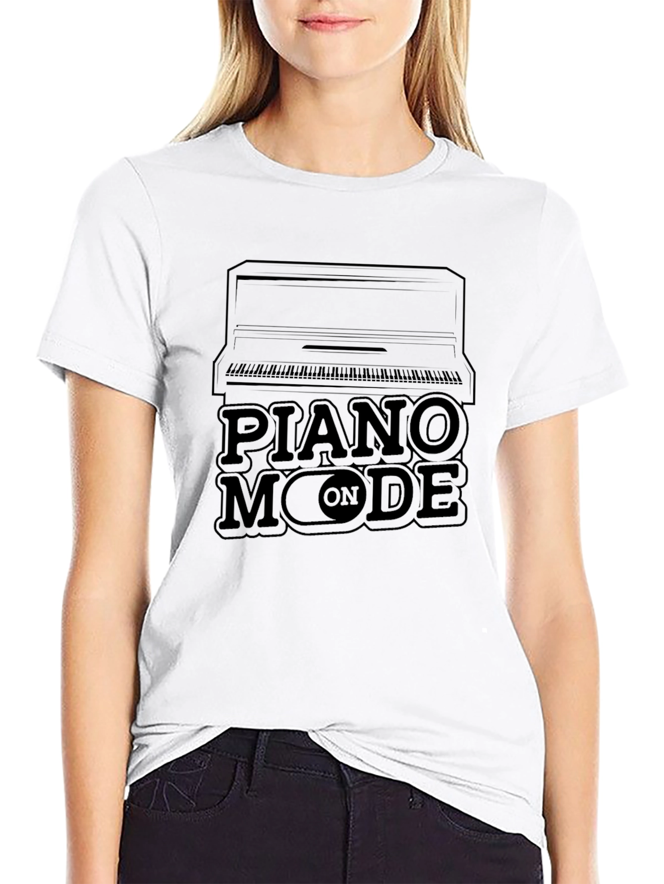 Piano Mode On Black T-Shirt