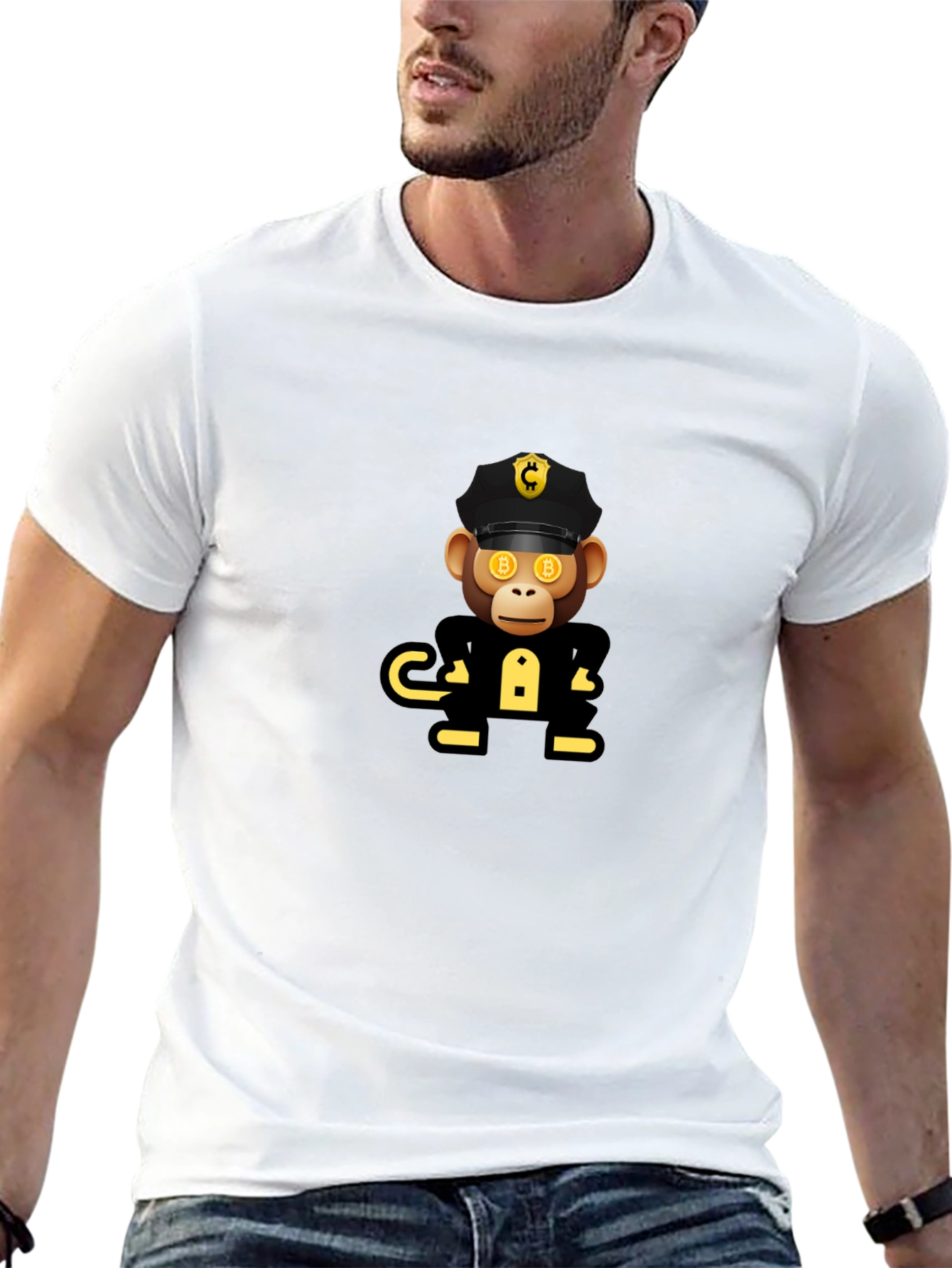 Bitcoin Ape Officer Black T-Shirt