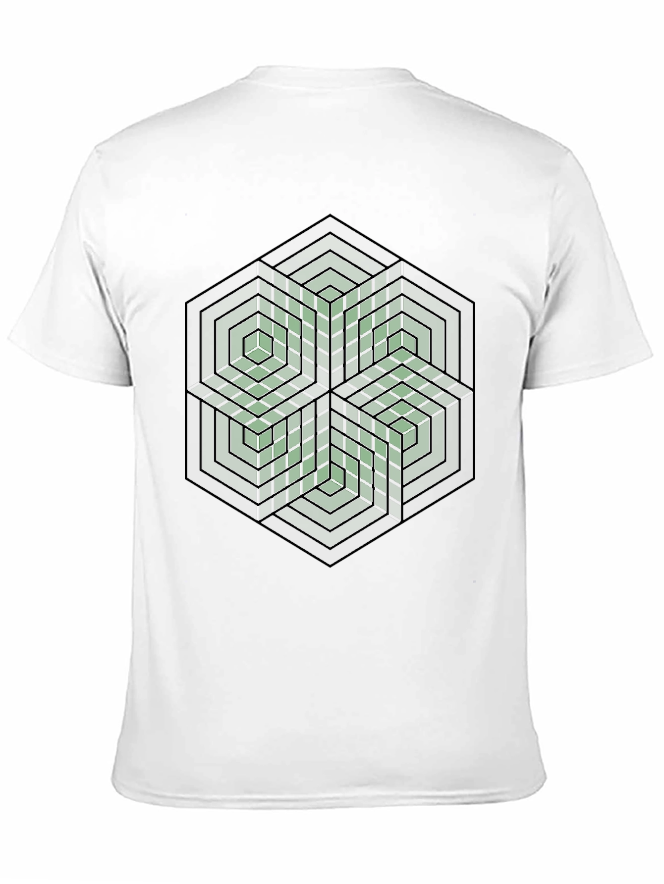 Geometric Hexagon Illusion Graphic Tee - Black