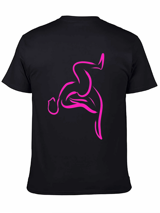 Mens Black T-Shirt with Abstract Pink Design
