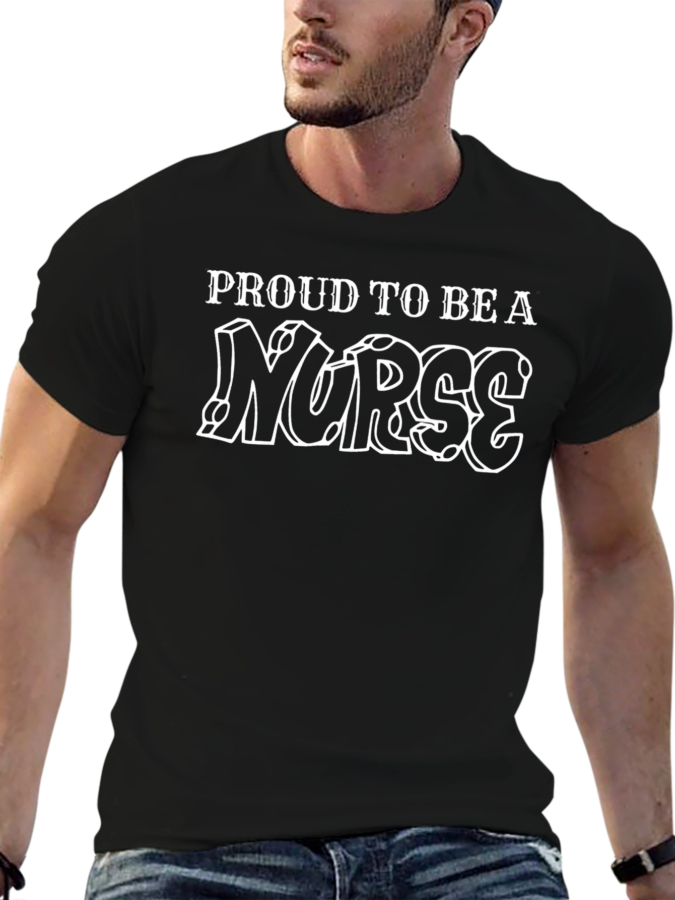 Proud Nurse Black Graphic T-Shirt