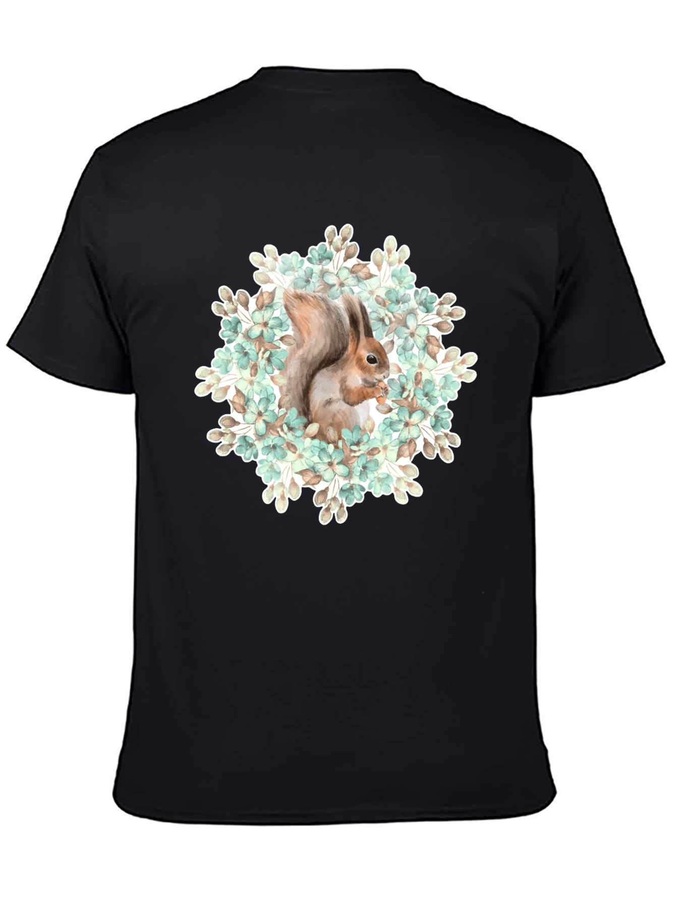 Squirrel Floral T-Shirt - Nature Graphic Tee