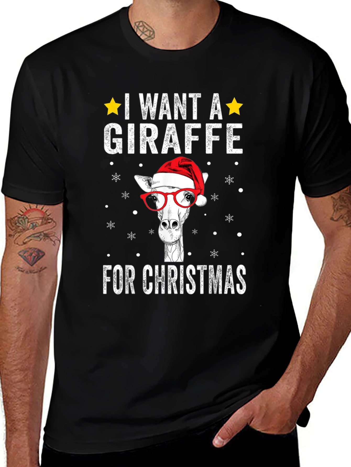 Christmas Giraffe T-Shirt Holiday Apparel