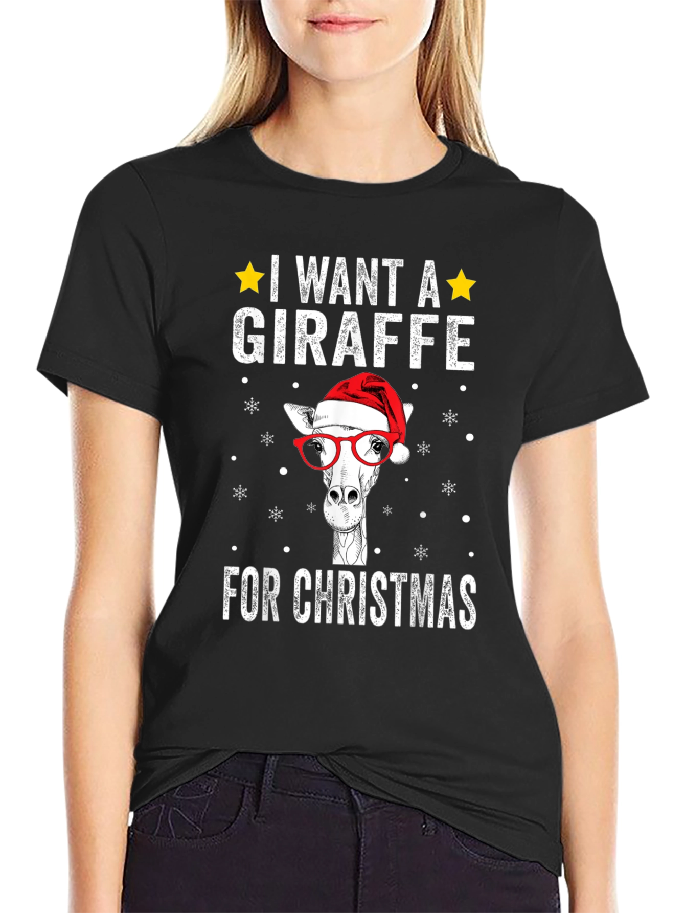 Christmas Giraffe T-Shirt Holiday Apparel